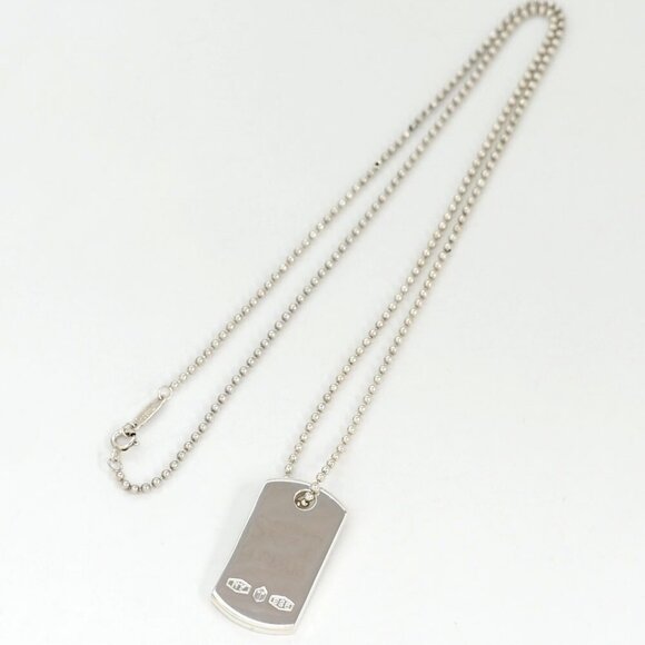 Tiffany & Co. Makers ID Dog Tag Pendant Necklace 23" Silver 925 Auth w/Bag - Picture 1 of 8
